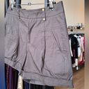 W By Worth  Dark Brown Mid-Rise Shorts w/ Gold Button Details & Cuffed Hems Photo 3