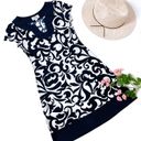 Sweet Storm Navy & White Floral Swirl Stretchy Summer Dress, XS-S Photo 2