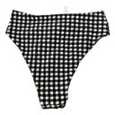 Aerie  Gingham Tie High Cut Cheeky Bikini Bottom Medium Women’s Black White NWT. Photo 2