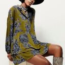 Free People  Shake It Olive Green Black Floral Long Sleeve Mini Dress Large Photo 8