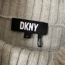 DKNY  Gray Asymmetrical Fringe Ribbed Turtleneck Sweater Sz Large PW6 Photo 3