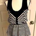 Alya || Black/white striped scoop neck sleeveless blouse with elastic at waist Photo 0