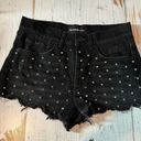 The Kooples  Studded Denim  Distressed Fray Cheeky Mini Shorts Black Photo 9