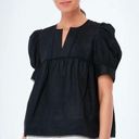 Tuckernuck  After Hours Indra Linen Puff Sleeve Blouse in Black NWT Size Small Photo 0