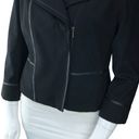 Chico's  Black Label Womens Size 2 US 12 Moto Jacket Faux Leather Trim Black Photo 2