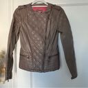 Bernardo Collection by  Taupe Faux Leather Quilted Moto Jacket XS GUC Photo 3