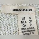 DKNY Womens Sequin V-Neck Sweater 3/4 Sleeve & Drawstring Waistband Beige Size S Photo 1