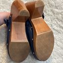 SILVIA COBOS Sz 8 Navy Bow DAILY CLOG LEATHER SLIP ON CLOGS Wood Platform Heel Photo 7