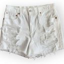 American Eagle  White Ripped Distressed High Waisted 90s Boyfriend Jean Shorts 8 Photo 9