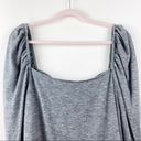 Something Navy  Heathered Dramatic Shoulder Long Sleeve Ruched Ruffle Top XL Photo 1