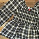 Tommy Hilfiger Tommy Jeans Womens Size Medium Plaid Peplum Smocked Top •Scoop Neck Long Sleeves Photo 14