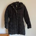 Cole Haan  Black Signature Shawl Hooded Bibbed Puffer Coat | S Photo 1