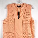 August Silk  Medium Top Orange Peach Eyelet Embroidered Sleeveless Tunic 840 Photo 2