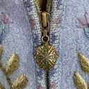 Vintage Blue Icelandic Design  Wool Floral Embroidered Jacket Cardigan Sz M Photo 2