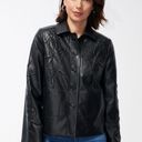 Chico's NWOT Chico’s Cutwork Faux Leather Jacket Buttery Soft Black SZ-4 Photo 5