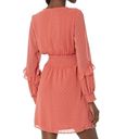 Angie Women's Sunset Coral Swiss Dot Ruffle Boho Short Mini Dress Size Medium Photo 2