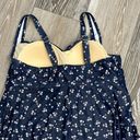 Woman’s Swimwear Sz 16 Flattering Tankini Top Navy Blue Floral Adjustable Straps Photo 4