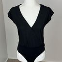 Paper Crane  Black Short Sleeve V-Neck Bodysuit Size M Photo 0