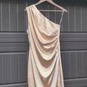 Elliatt  Cassini Satin One-Shoulder Designer Dress Cadet Gold NWT Medium Photo 4