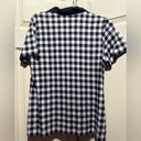 kim rogers  women's collared plaid checked navy shirt. Size medium Photo 4