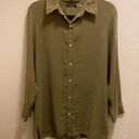 Natori  Green Sanded Twill Long Sleeve Button Front Tunic Size S Photo 1