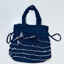 Navy Blue Vintage Ruffle Tote Bag Cute Girly Coquette Purse Photo 4