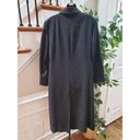 Gallery  Women's Black Polyester Long Sleeve Collared Trench Coat Size 14P Photo 4