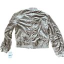 Free People NEW  Ruched Velvet Bomber Jacket Stone Photo 3