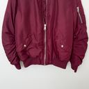 Topshop [] Burgundy Red Faux Fur Lined Oversized Bomber Flight Jacket Size 8 Tall Photo 7