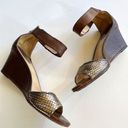 Frye  Brown Leather‎ Metallic Wedge Zip Up Backs Sandals Ankle Strap Size 7.5M Photo 1