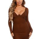 Tic Toc  Brown Long Sleeve Mesh Bodycon Mini / S Photo 0