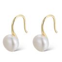 Elegant white pearl dangle drop earrings for women Gold Photo 0