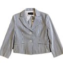 BCBGMAXAZRIA  Womens Size S Seersucker Cropped Blazer Blue White Stripe Y2K Photo 0