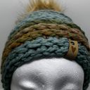 Handmade  Blue and Green Beanie with brown pom‎ pom. New Photo 1