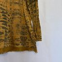 Edge Made In Italy Long Sleeve Snake Print Blouse w/ Raw  Hem Mustard Medium Photo 3