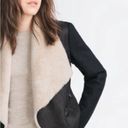 ZARA  Moto Wool Fleece Faux Sherpa Shearling Blazer Jacket Sz S Black Penny Lane Photo 2