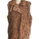 INC  Small Faux Fur Vest Full-Zip Sleeveless Lined Pockets Collared Clay Tan New Photo 1