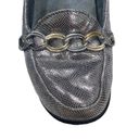 Vionic  Alda Metallic‎ Lizard Pewter Leather Chained Toe Loafer Flat Size 7 Photo 4