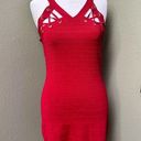 Bebe  red fitted strappy zipper back mini dress Photo 0