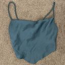 Tobi Blue Satin Crop Top Photo 1