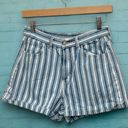 American Eagle American‎ Eagle Women's Blue Striped Denim Shorts Size 4 Mom Style Cuffed Hem Photo 0