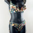 Agua Bendita  Malena Sweetheart Ruffle Two Piece Floral Bikini Green Large Photo 4