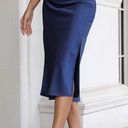 Zeagoo NEW Midi Skirt High Waisted Satin Slit Skirt S Photo 0