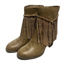 sbicca  womens Brown Leather With Fringe Ankle High Boots, Booties, Size 8.5 Photo 0