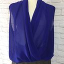 RD Style Blue crossover sleeveless chiffon top, womens royal blue V-neck surplice blouson Photo 1