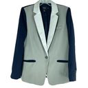 Mango  Suit Colorblock Blazer Jacket One Button Navy Gray Size 8 Photo 0