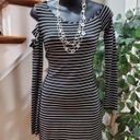 Torn By Ronny Kobo  Off Shoulder Black Striped CutOut Sleeve Knee Length Dress XS Photo 11