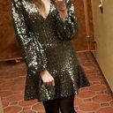 Alexis Renada Sequin Long Sleeve Mini Dress NWT in Gunmetal Size Medium Silver Photo 7