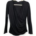 LA Made New  Maternity Long Sleeve V-Neck Wrap Top Knit Jersey Black Photo 2