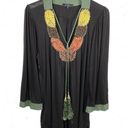 Tbags Los Angeles T-Bags Los Angeles Beaded V-Neck Tunic Top Black Green Rope Tassels Size Large Photo 0